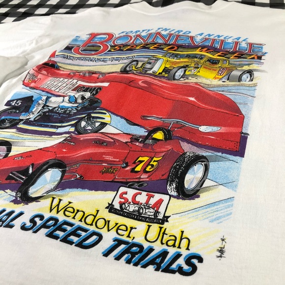Bonneville Top Speed Week Bike Car Racing 1991 Tee - Picture 5 of 8